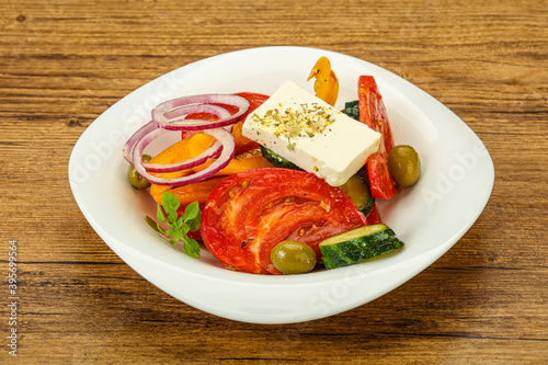 Traditional Greek salad with feta cheese