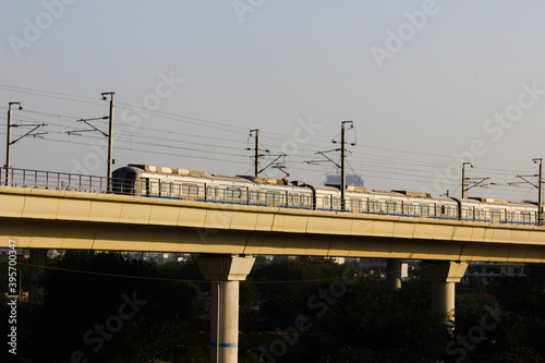 A picture of indian metro train with selective focus