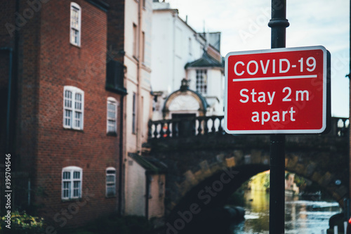 Covid Warning Sign  Newbury  Berkshire