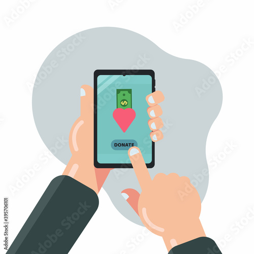 Charity donation online vector illustration with box donation