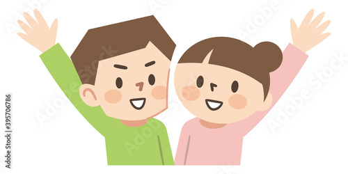 仲良しカップルのイラストレーション