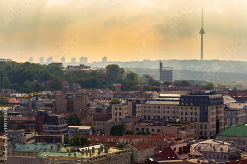 Aerial view on Vilnius, the capital of Lithuania.