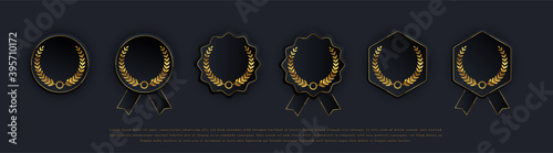 Certified badge logo design for company training badge. Certificates to determine based on criteria. Set bundle certify modern vector illustration. Golden luxury style.