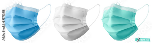 Masques chirurgicaux vectoriels sur fond blanc