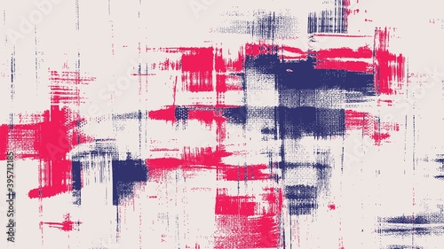 Red and blue vector cross hatching strokes on canvas. Oil, acrylic paint texture set. Abstract grungy backgrounds, light hand drawn messy pattern