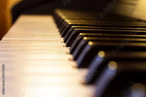 Close-up of electronic piano keys.