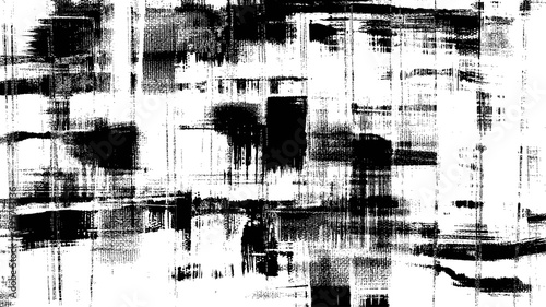 Black and white rough oil paint strokes on canvas. Messy painting, cross hatching monochrome grungy background