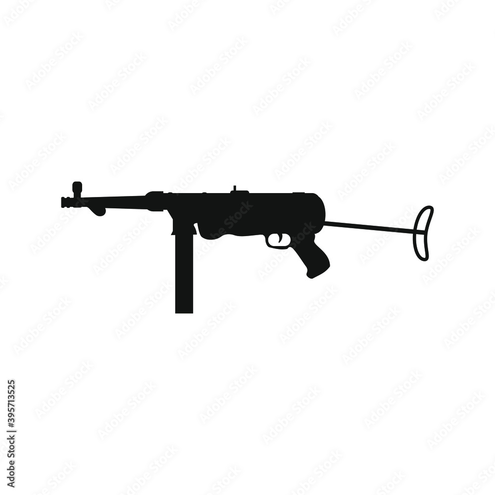 submachine gun warfare gun on white background Stock Vector | Adobe Stock