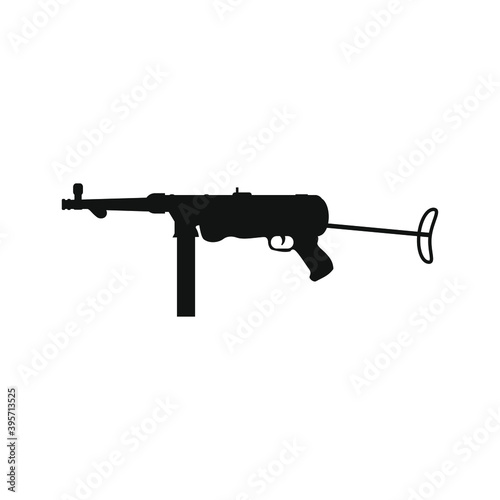 submachine gun warfare gun on white background