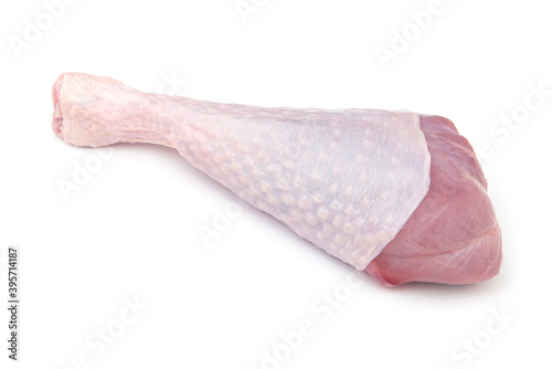 Raw turkey leg, drumsticks isolated on white, top view photo