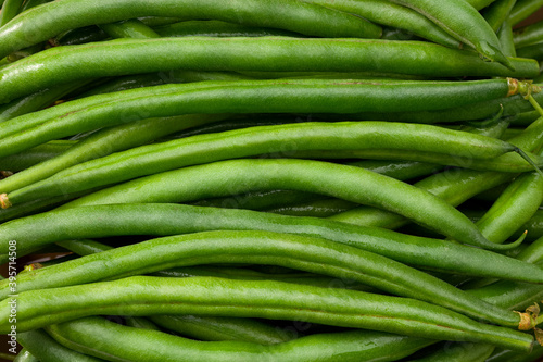green beans background. Top view. Close Up.