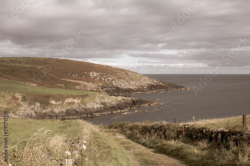 The rocky Irish coastline over looking the Atlantic ocean from County Cork.