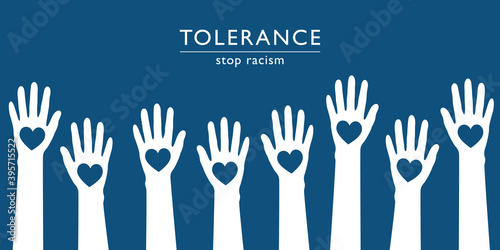 raised human hands with heart isolated on white background vector illustration EPS10
