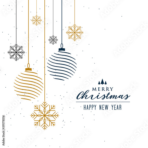 christmas background with balls and snowflakes decoration