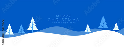 flat winter landscape banner for merry christmas