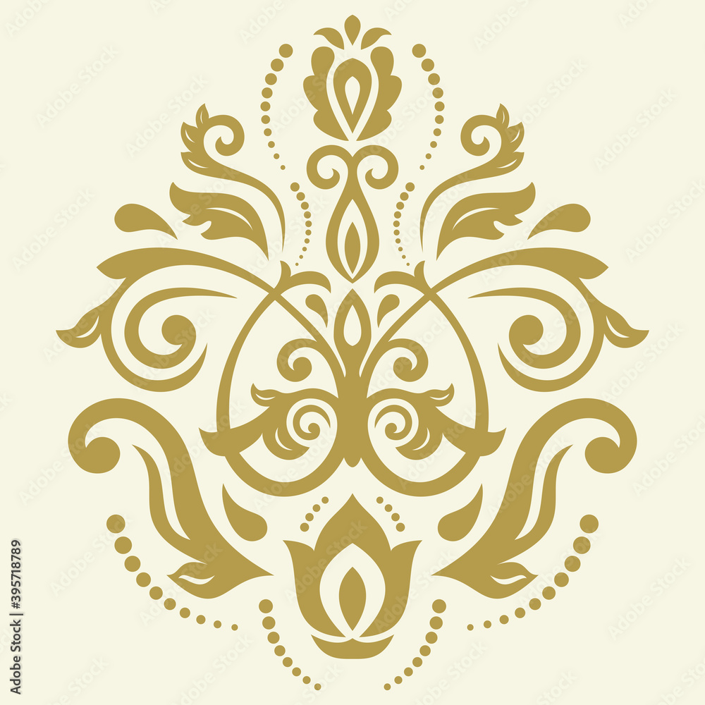 Oriental golden pattern with arabesques and floral elements. Traditional classic ornament. Vintage pattern with arabesques Oriental golden pattern with arabesques and floral elements. Traditional classic ornament. Vintage pattern with arabesques