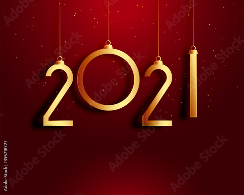 happy new year 2021 red and gold card design