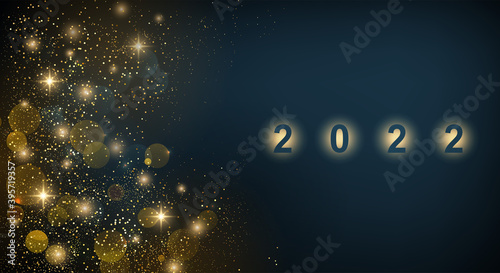 2022 New Year Abstract shiny color gold design element