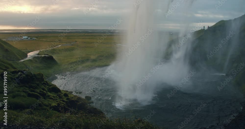 Seljalandfoss waterfall in summer sunset, Iceland Seljalandfoss waterfall in summer sunset, Iceland