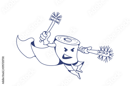 Toilet Paper Character Design with Toilet Brushes