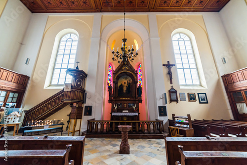 Evangelical Church of Hallstatt. Interior view. HALLSTATT, AUSTRIA. photo