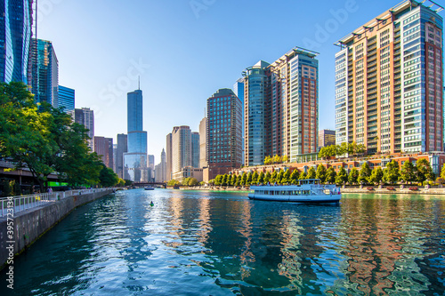 Chicago City Skyline from Michigan Lake
