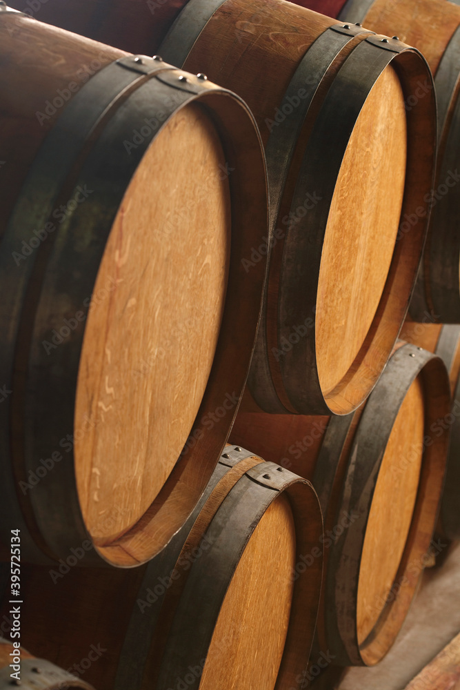 Wine Casks In Cellar