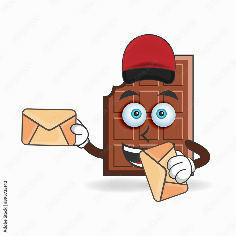 The Chocolate mascot character becomes a mail deliverer. vector illustration