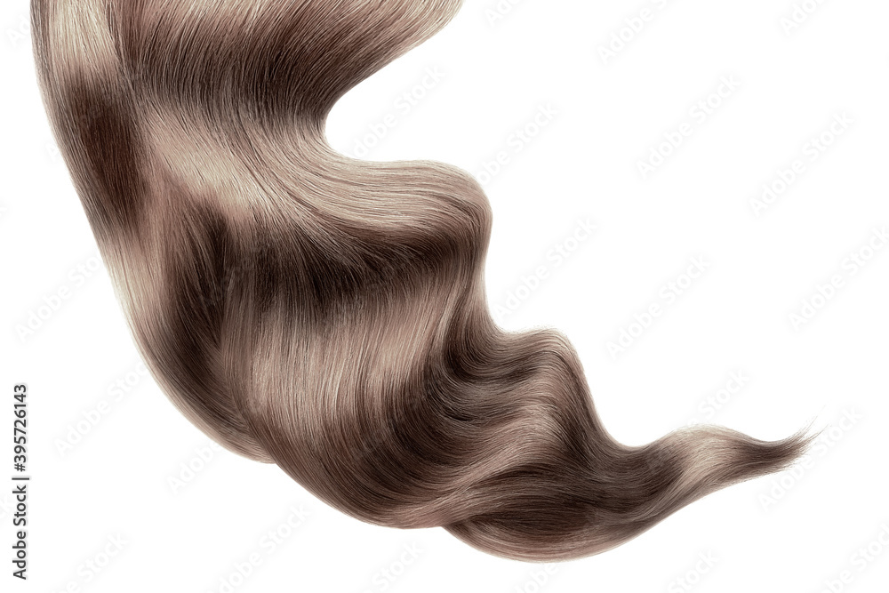 Brown shiny hair on white background, isolated Brown shiny hair on white background, isolated
