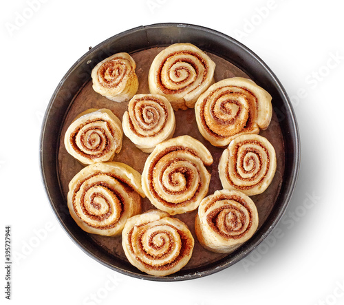 Fresh raw cinnamon rolls