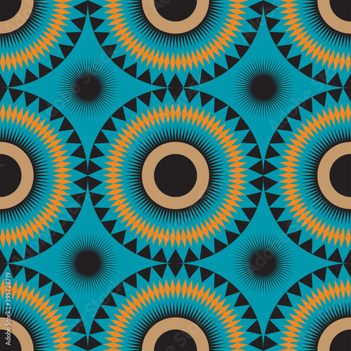African Design Zigzag Circles for Fabric and Textile Print