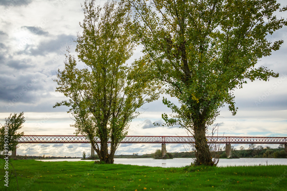 Fototapeta premium Centennial bridge with metal structure over the Tagus River 