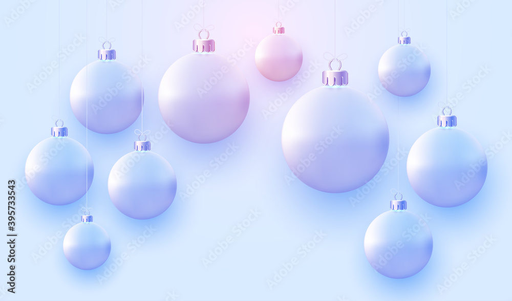 Matt light blue christmas balls hanging on threads. Matt light blue christmas balls hanging on threads.