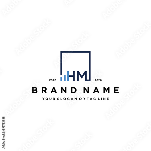 letter HM square logo finance design vector