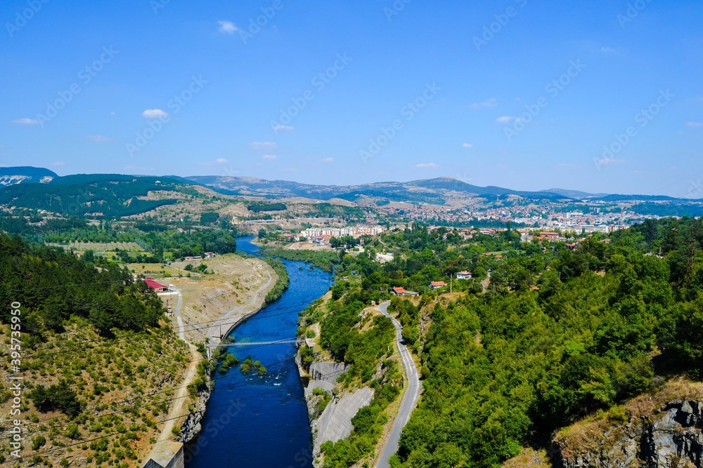 BULGARIA, KARDZHALI, 19.08.2011. Arda River meander and Kardzhali Reservoir, Bulgaria