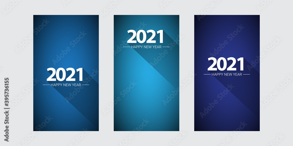 2021 Happy new year vertical banner background set or greeting card with text. vector 2021 new year numbers isolated on vertical background. New year Stories design template set
