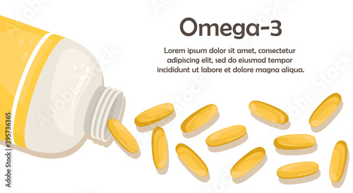 A bottle of fish oil capsules. Biologically active additive. Omega-3