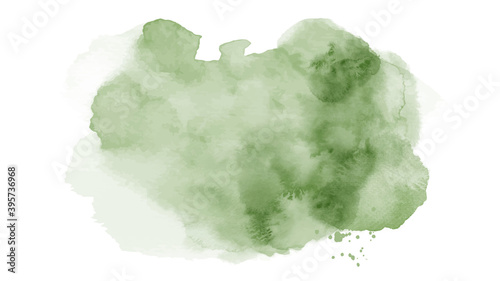 Abstract bright green of stain splashing watercolor on white background