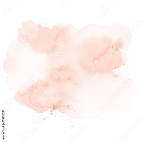Abstract orange peach of stain splashing watercolor on white background