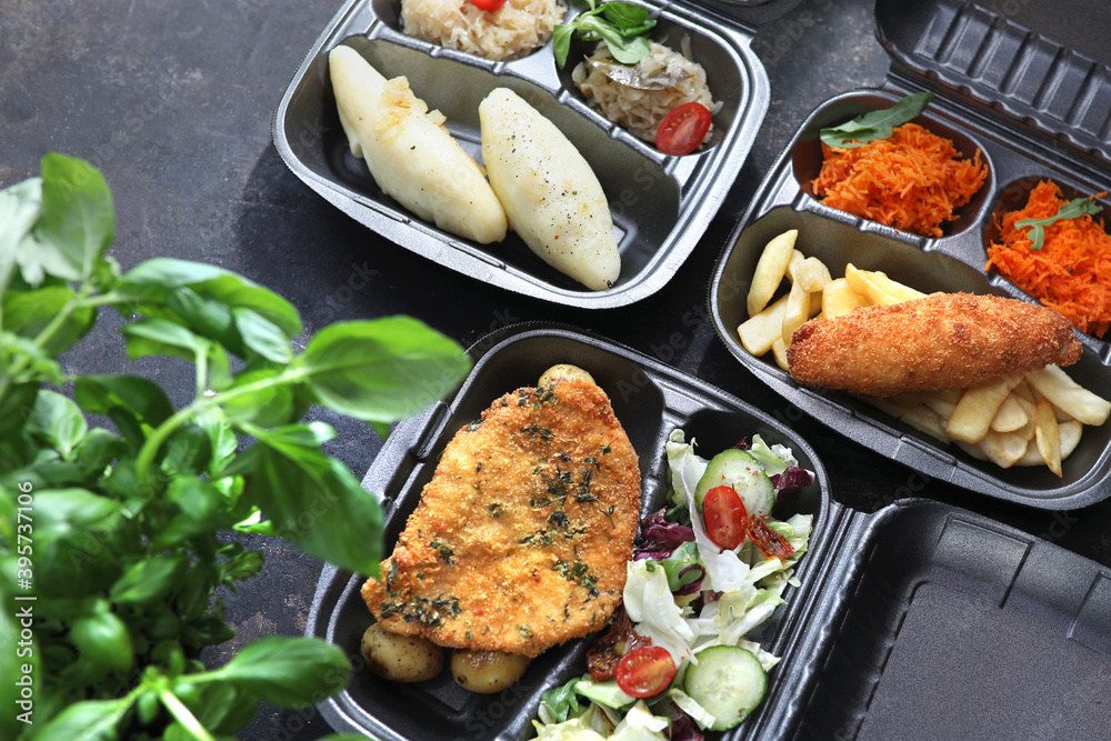Box diet, balanced dietary catering. A set of dishes in styrofoam containers. Takeaway. Box diet, balanced dietary catering. A set of dishes in styrofoam containers. Takeaway.