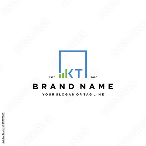 letter KT square logo finance design vector