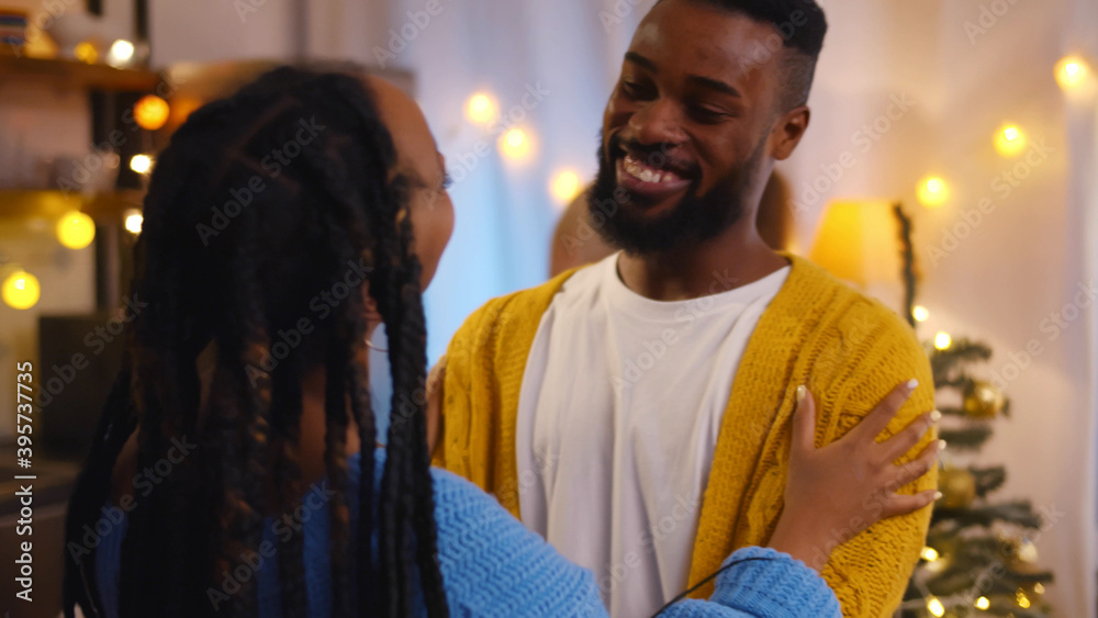 Two beautiful young couples dancing waltz at new years eve party after the midnight