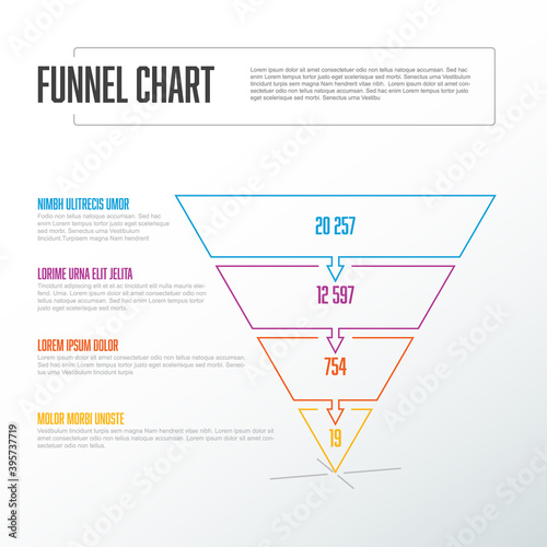 Vector thin line infographic funnel level layers template
