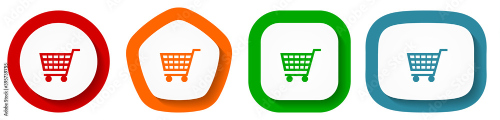 Set of flat design vector shop cart icons, business symbol illustration in eps 10 Set of flat design vector shop cart icons, business symbol illustration in eps 10