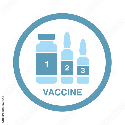 Medical icon. Vial with vaccine and medicine. Injection