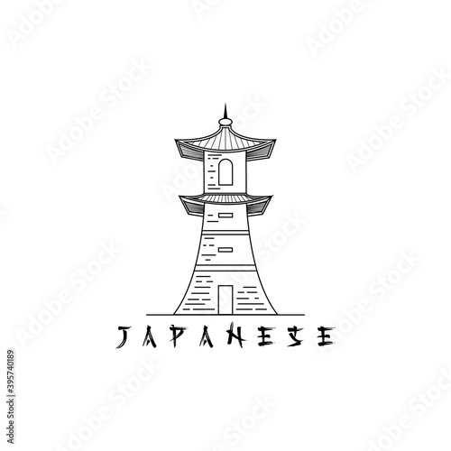 traditional japanese lighthouse logo vector illustration design photo