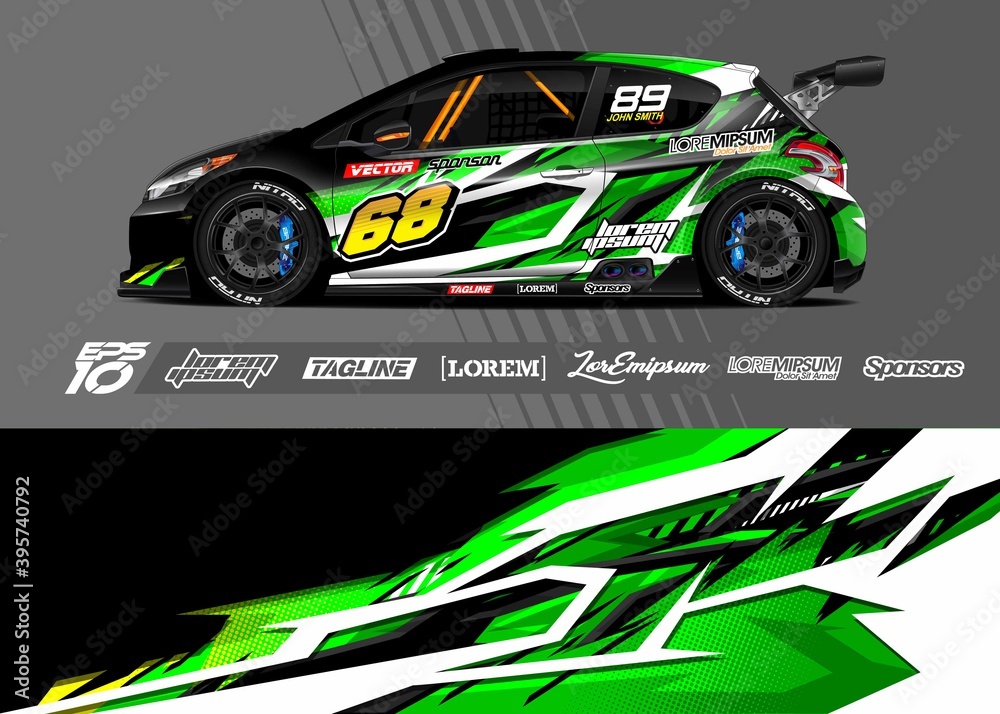 Car wrap decal designs. Abstract racing and sport background for racing livery or daily use car vinyl sticker.
