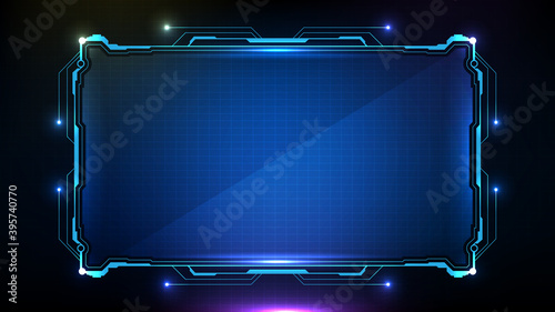 Abstract futuristic background of blue glowing digital numbers. sci fi technology hud ui frame.