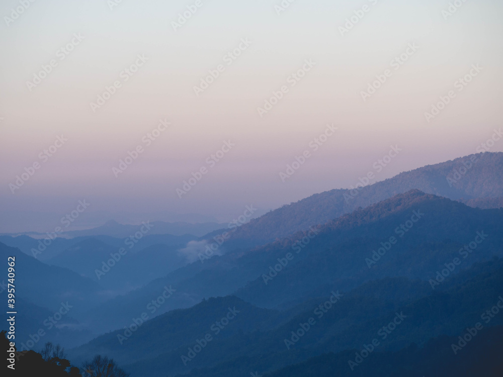 Misty mountains and morning light