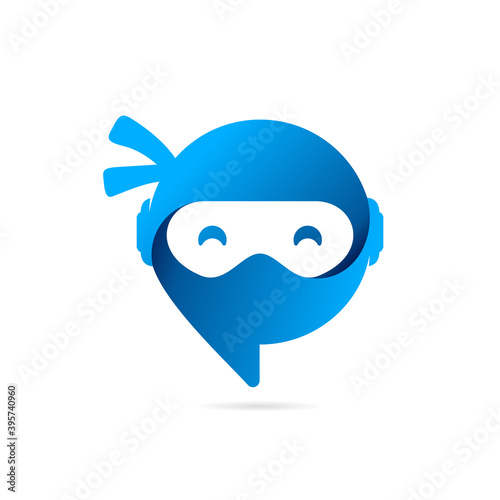 bubble chat logo with ninja concept